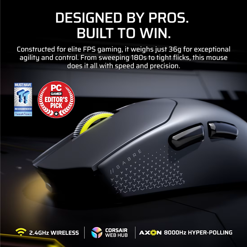 Corsair SABRE v2 Pro Wireless Gaming Mouse - Black