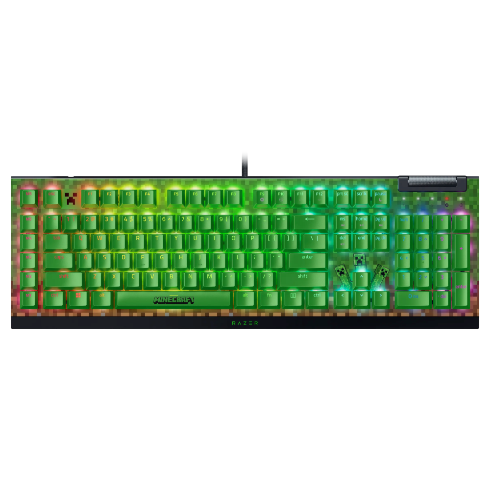 RAZER BlackWidow V4 X - Mechanical Gaming Keyboard (Green Switch) - Minecraft Edition