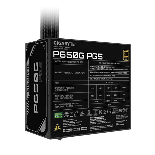 Upgrade to 650W Gigabyte P650G PG5 80+ Gold (ATX3.1; PCIe5.1)