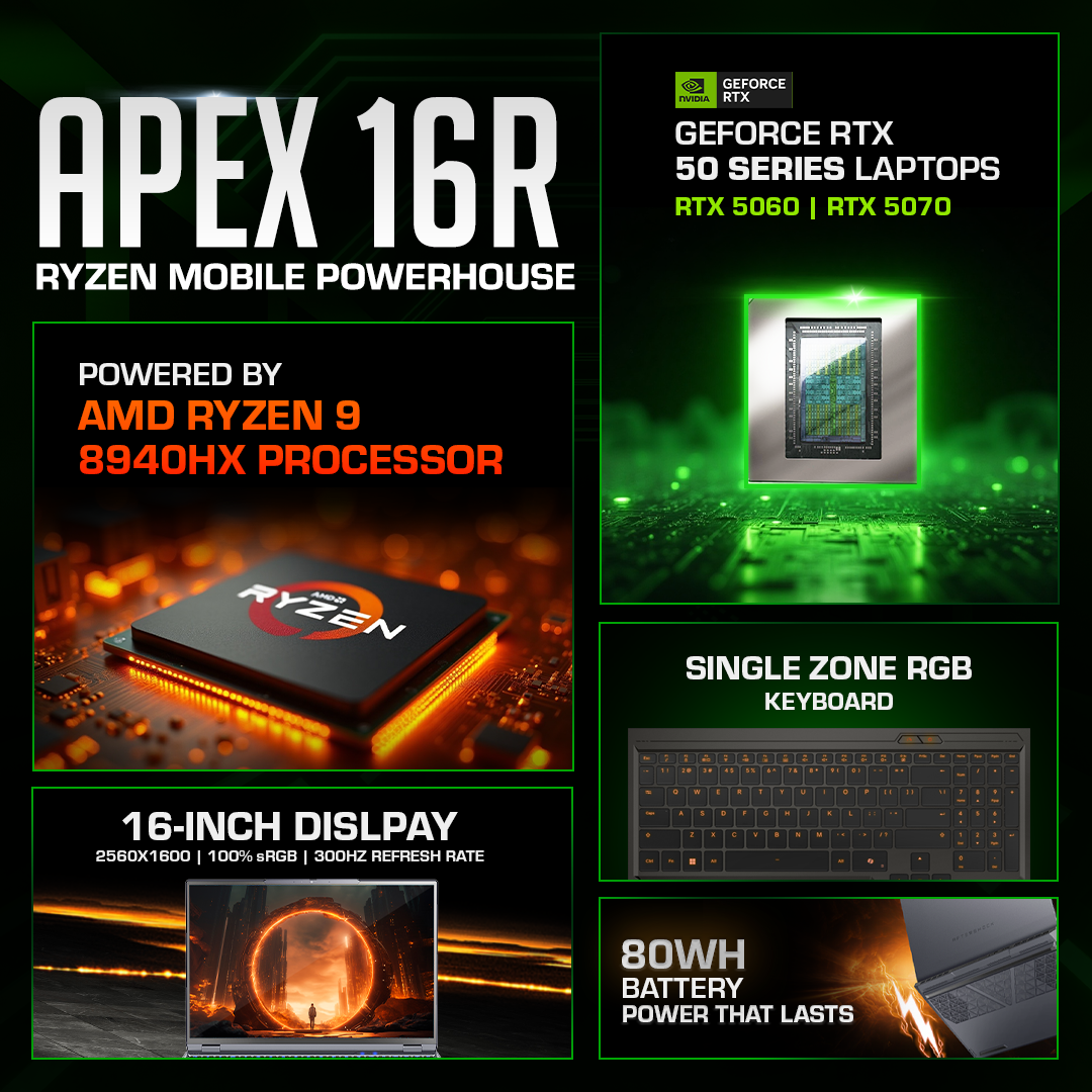 AFTERSHOCK Apex 16R / Ryzen 9 8940HX + GeForce RTX 5070