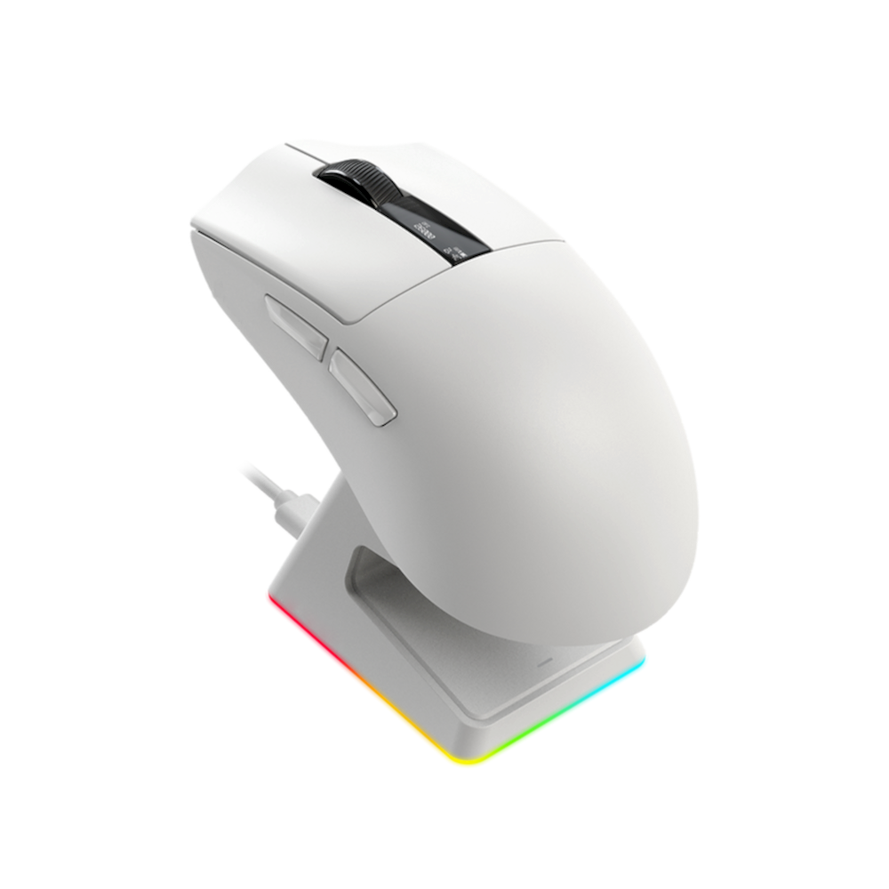 AFTERSHOCK M1 Pro Wireless Mouse With RGB Charging Dock (White)