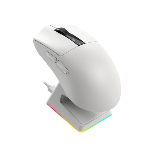 AFTERSHOCK M1 Pro Wireless Mouse With RGB Charging Dock (White)